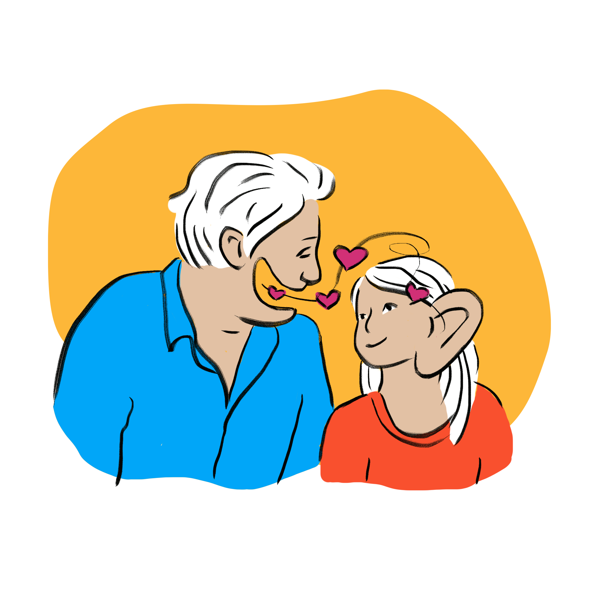 Adulte qui parle, enfant qui écoute