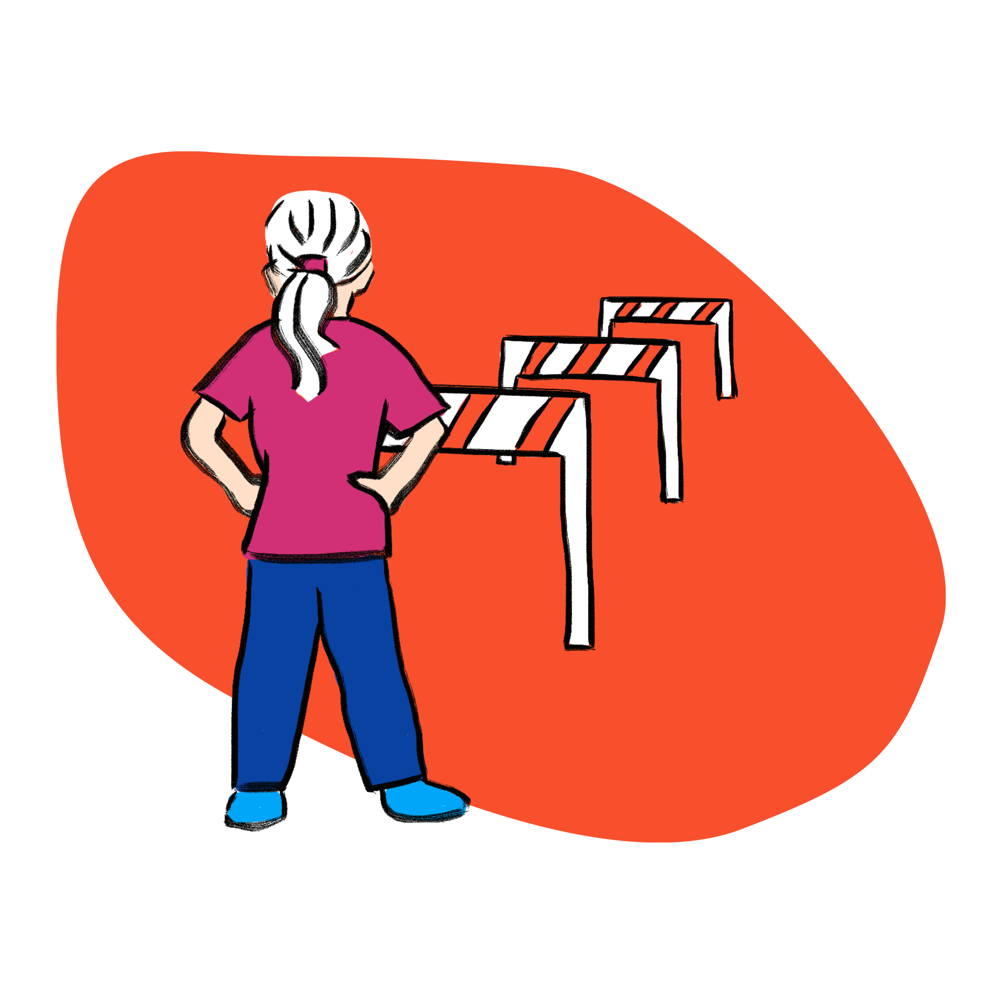 Enfant se tenant devant des barrières